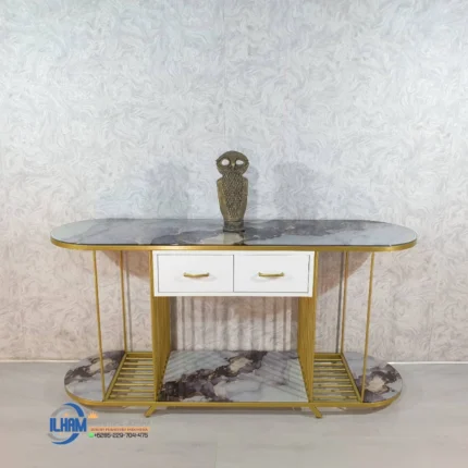 Meja Konsul Minimalis Gold Elegan Top Marmer, Meja Konsul Laci Cat Putih Duco, Contoh Meja Konsul Jati, Desain Meja Konsul, Meja Konsul Cantik Minimalis, Meja Konsol, Meja Marmer