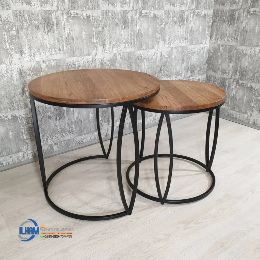 Side Table 1 Set Meja Kopi Minimalis Kaki Besi Industrial