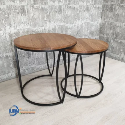 Side Table 1 Set Meja Kopi Minimalis Kaki Besi Industrial