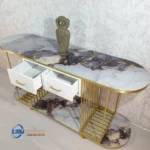 Ukuran Meja Konsul Minimalis Gold Elegan Top Marmer