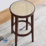 Bangku Bar Kayu Jati Minimalis Dudukan Rotan Alami