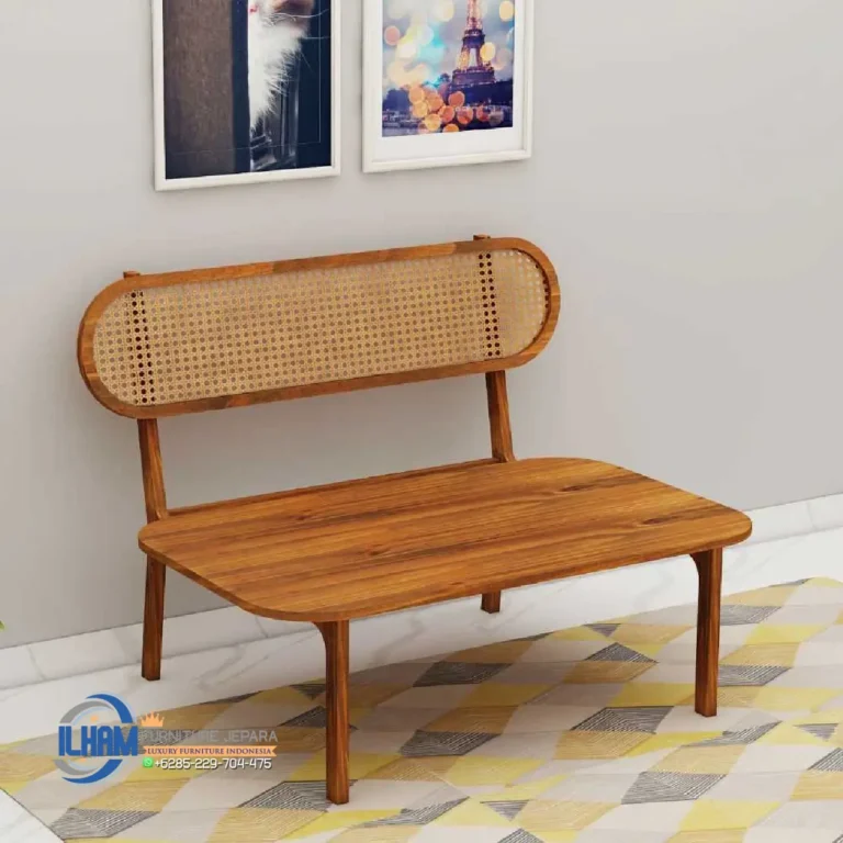 Bangku Teras Rotan Kayu Jati Jepara Terbaru