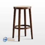 Bar Stool Kayu Jati Minimalis Dudukan Rotan Alami