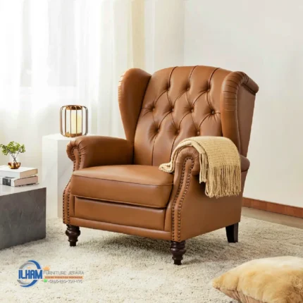 Classic Leather Armchair Sofa Kulit Asli