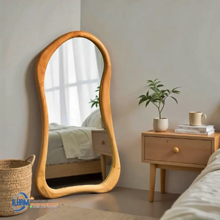 Irregular Mirror Cermin Kayu Jati Premium