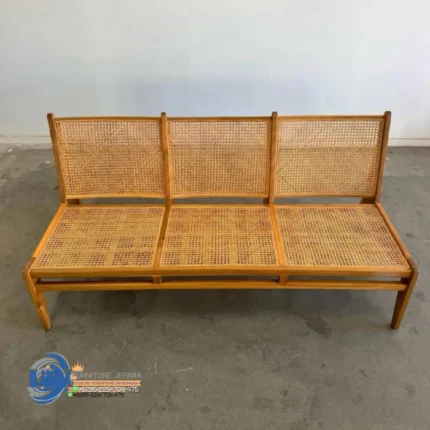 Jual Kursi Rattan Kangaroo Jati Minimalis 3 Dudukan