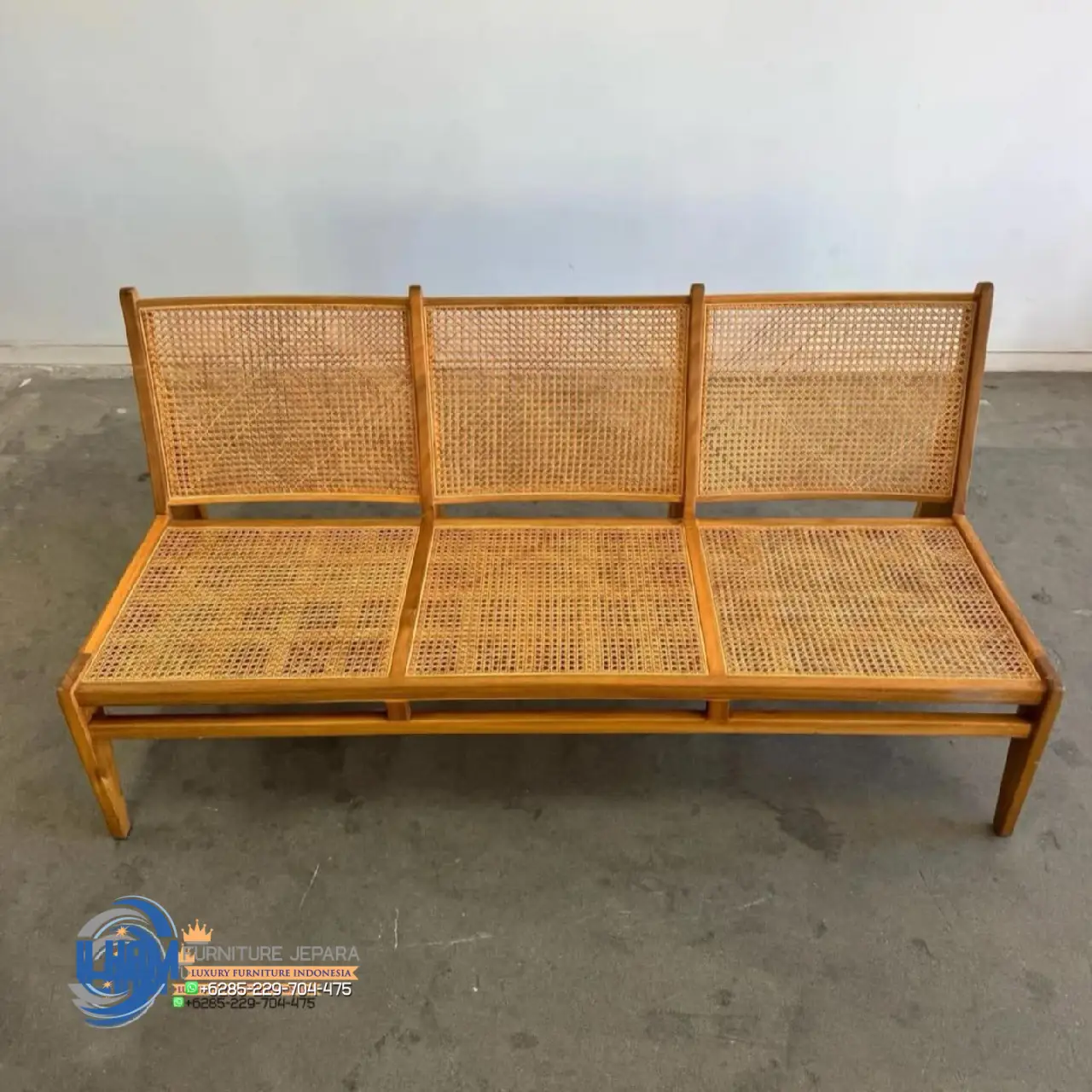 Jual Kursi Rattan Kangaroo Jati Minimalis 3 Dudukan