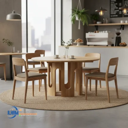 Meja Makan Bundar 4 Kursi Jati Minimalis Terbaru Jepara