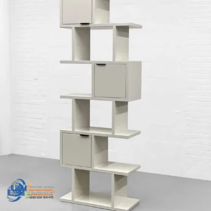 Lemari Rak Minimalis Modern Berwarna Putih Gading