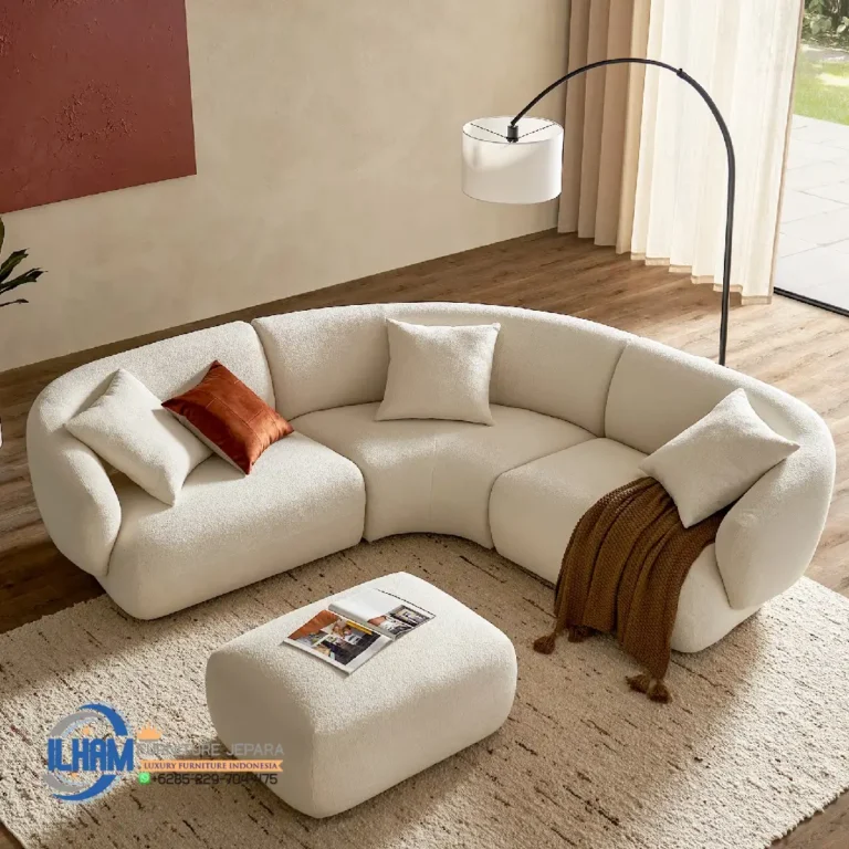 Model Sofa L Mewah Modern Boucle