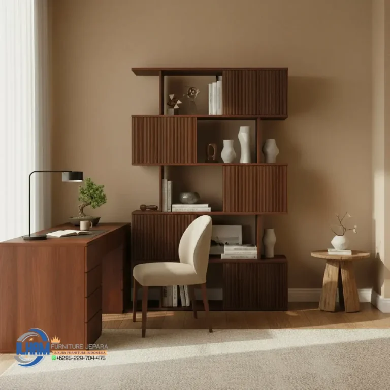 Rak Kayu Jati Minimalis Ruang Kerja Kantor