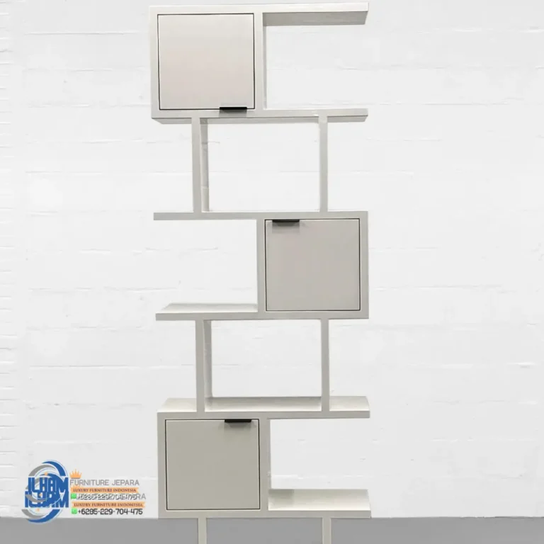 Rak Lemari Minimalis Modern Berwarna Putih Gading
