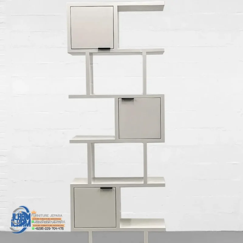 Rak Lemari Minimalis Modern Berwarna Putih Gading