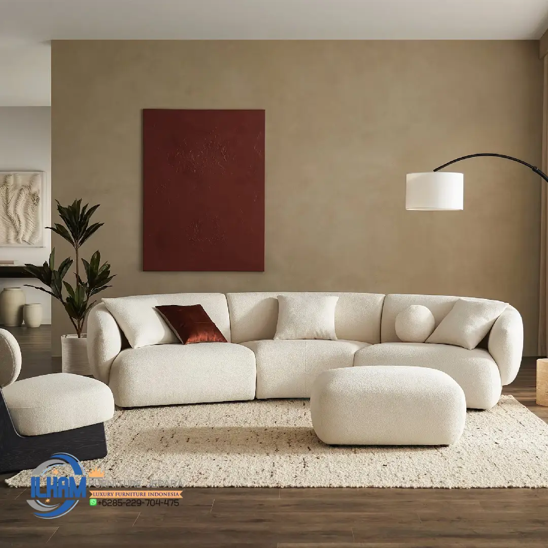 Sofa L Mewah Modern Boucle