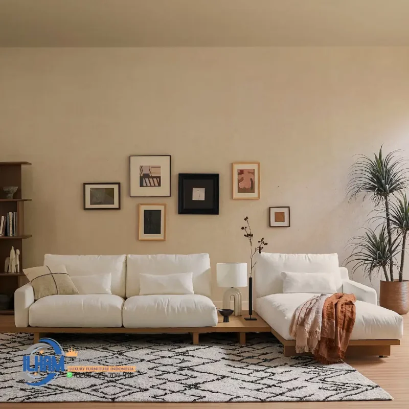Sofa L Minimalis Kayu Jati Terbaru