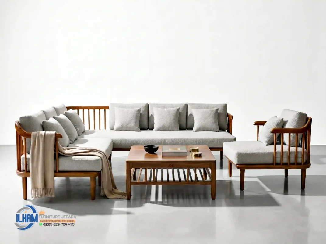 Kursi Tamu Sudut Sofa Jati Minimalis Terbaru