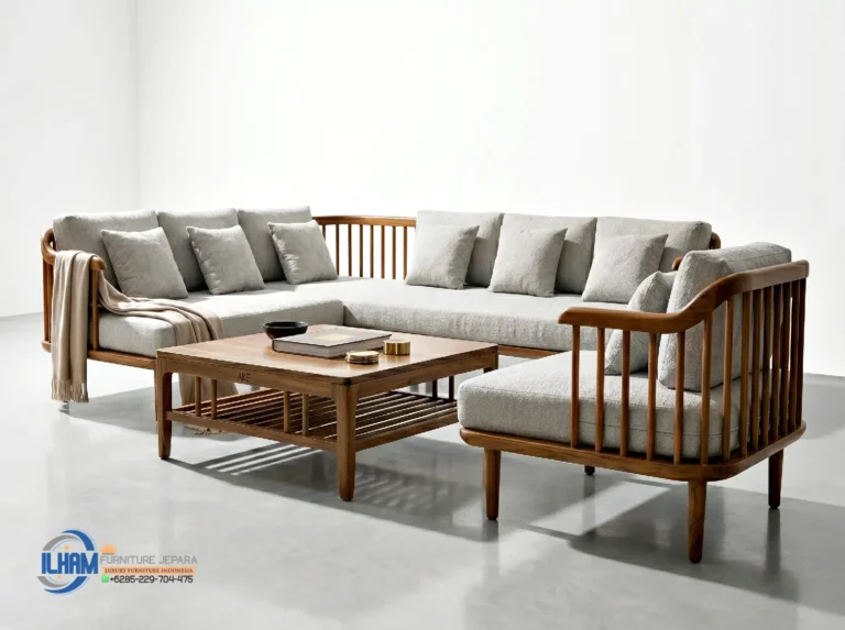 Model Kursi Tamu Sudut Sofa Jati Minimalis Terbaru