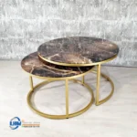 Model Set Meja Marmer Ruang Tamu Mewah Kaki Stainless