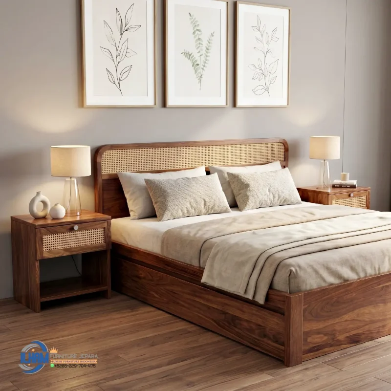 Model Tempat Tidur Jati Rotan Minimalis Villa Bandung