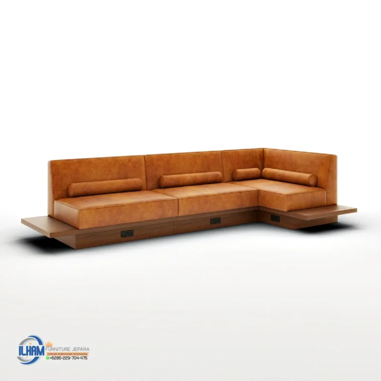 Sofa Sudut Ruang Santai Jok Kulit Asli
