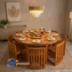 Gaya Meja Makan Putar Bulat Set 8 Kursi