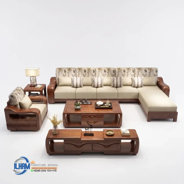 Set Kursi Tamu Sudut Minimalis Kayu Jati Modern Terbaru Ruangan Modern